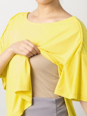 マタニティ トップス|【マタニティ・授乳服】バックタックフレアースリーブTシャツ【出産後も長く使える】