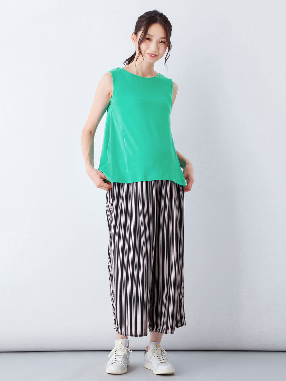 マタニティ トップス|ノースリーブカットソートップス　マタニティ・授乳服【出産後も長く使える】|ブルーグリーン