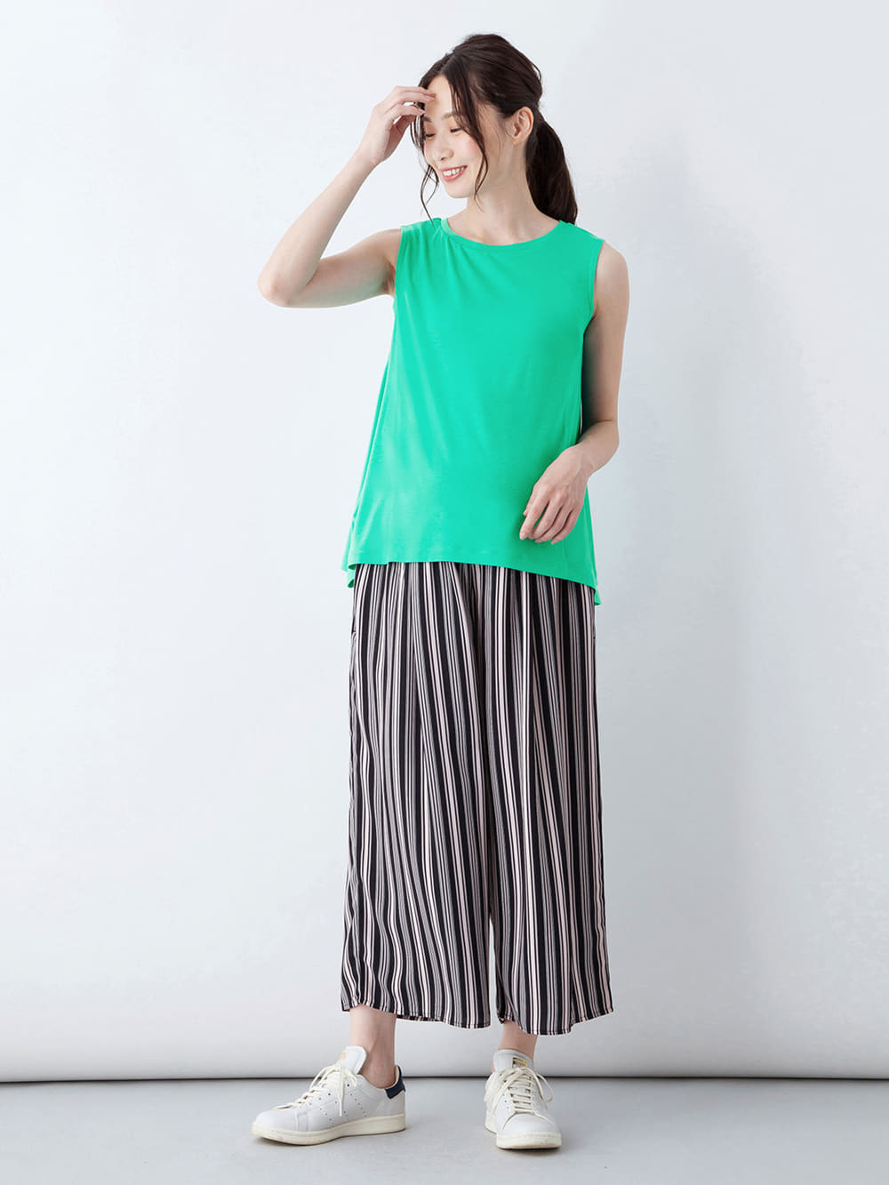 マタニティ トップス|ノースリーブカットソートップス　マタニティ・授乳服【出産後も長く使える】|ブルーグリーン