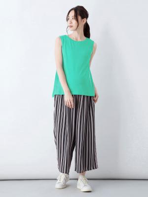 マタニティ トップス|ノースリーブカットソートップス　マタニティ・授乳服【出産後も長く使える】|ブルーグリーン