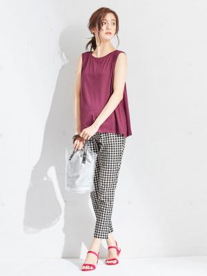 マタニティ トップス|ノースリーブカットソートップス　マタニティ・授乳服【出産後も長く使える】|パープル