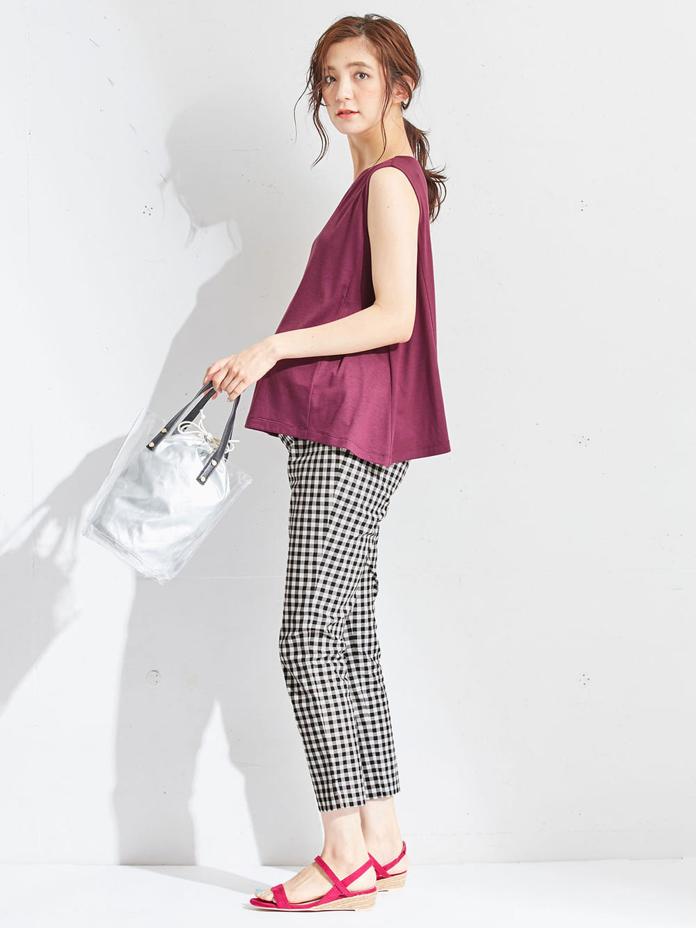 マタニティ トップス|ノースリーブカットソートップス　マタニティ・授乳服【出産後も長く使える】|パープル