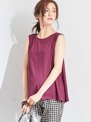 マタニティ トップス|ノースリーブカットソートップス　マタニティ・授乳服【出産後も長く使える】|パープル