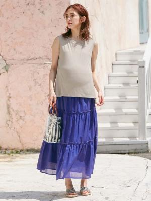 マタニティ トップス|ノースリーブカットソートップス　マタニティ・授乳服【出産後も長く使える】|グレージュ