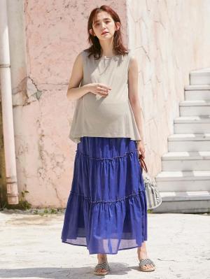 マタニティ トップス|ノースリーブカットソートップス　マタニティ・授乳服【出産後も長く使える】|グレージュ