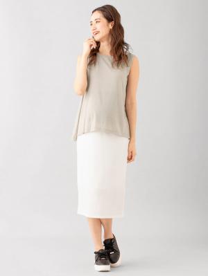 マタニティ トップス|ノースリーブカットソートップス　マタニティ・授乳服【出産後も長く使える】|グレージュ