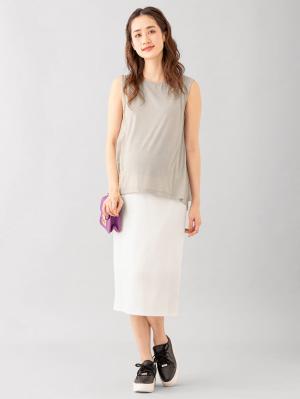 マタニティ トップス|ノースリーブカットソートップス　マタニティ・授乳服【出産後も長く使える】|グレージュ