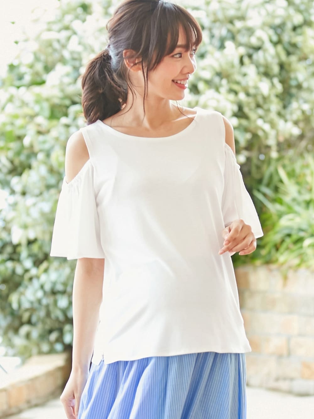 授乳口付 オープンショルダーtシャツ マタニティウェア 授乳服通販 エンジェリーベ 公式