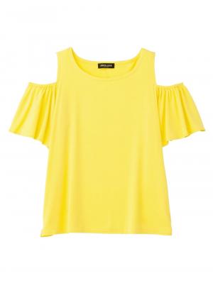 マタニティ トップス|オープンショルダーTシャツ　マタニティ・授乳服|イエロー