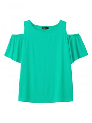 マタニティ トップス|オープンショルダーTシャツ　マタニティ・授乳服|ブルーグリーン