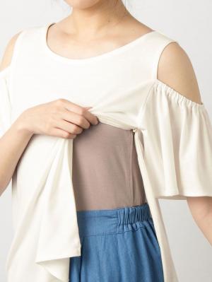 マタニティ トップス|オープンショルダーTシャツ　マタニティ・授乳服
