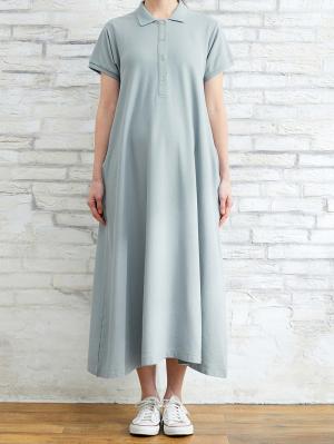 マタニティ ワンピース|【親子コーデ可】半袖ポロマキシワンピース マタニティ・授乳服【出産後も長く使える】