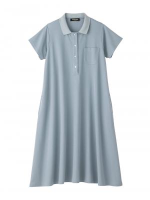 マタニティ ワンピース|【親子コーデ可】半袖ポロワンピース(ひざ下丈) マタニティ・授乳服【出産後も長く使える】|サックス