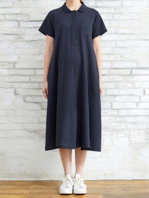 マタニティ ワンピース|【親子コーデ可】半袖ポロワンピース(ひざ下丈) マタニティ・授乳服【出産後も長く使える】