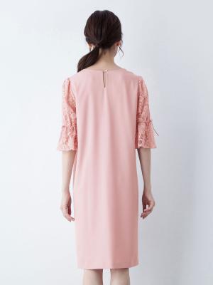 マタニティ ワンピース|Vネックレーススリーブワンピース　マタニティ・授乳服