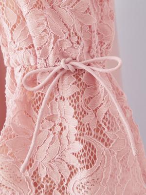 マタニティ ワンピース|Vネックレーススリーブワンピース　マタニティ・授乳服