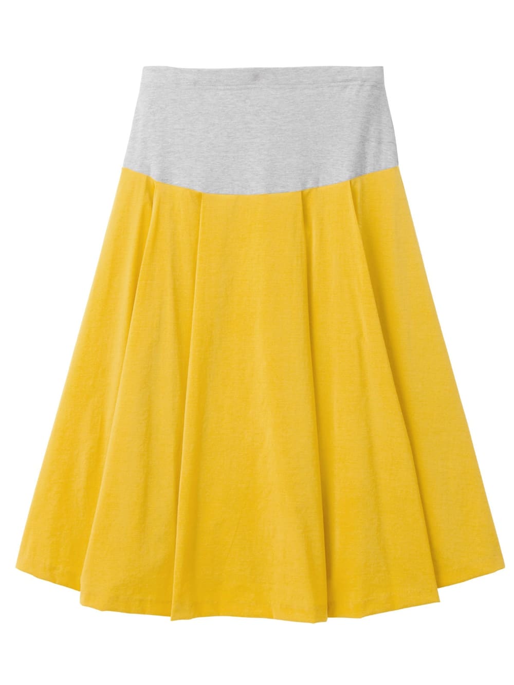 マタニティ スカート|【産前産後対応】ミモレ丈タックフレアスカート【出産後も長く使える】|イエロー