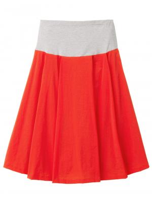 マタニティ スカート|【産前産後対応】ミモレ丈タックフレアスカート【出産後も長く使える】|レッド