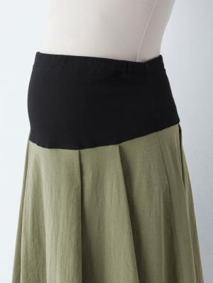 マタニティ スカート|【産前産後対応】ミモレ丈タックフレアスカート【出産後も長く使える】