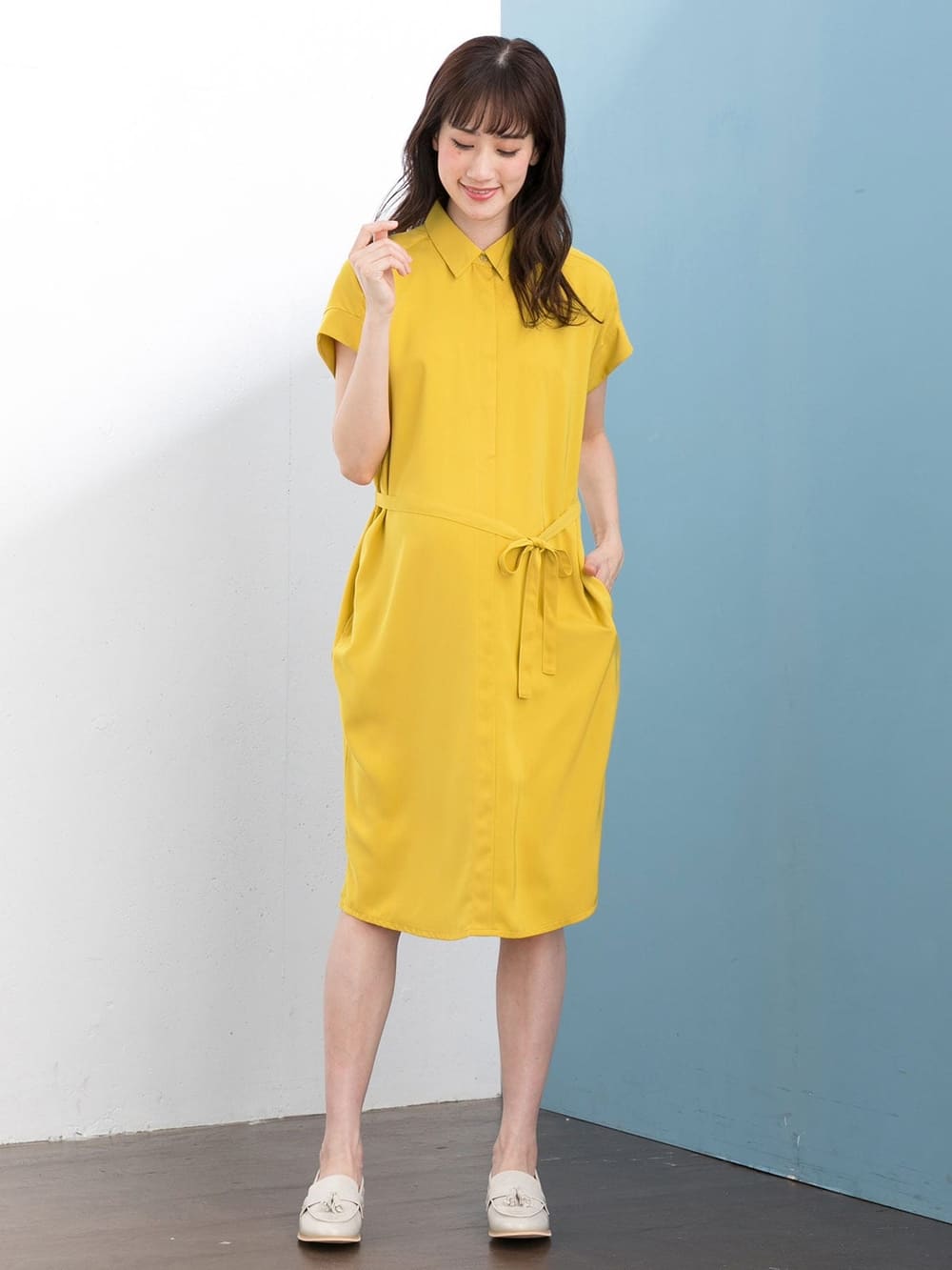 マタニティ ワンピース 授乳しやすい コクーンシルエットシャツワンピース マタニティウェア 授乳服通販 エンジェリーベ 公式