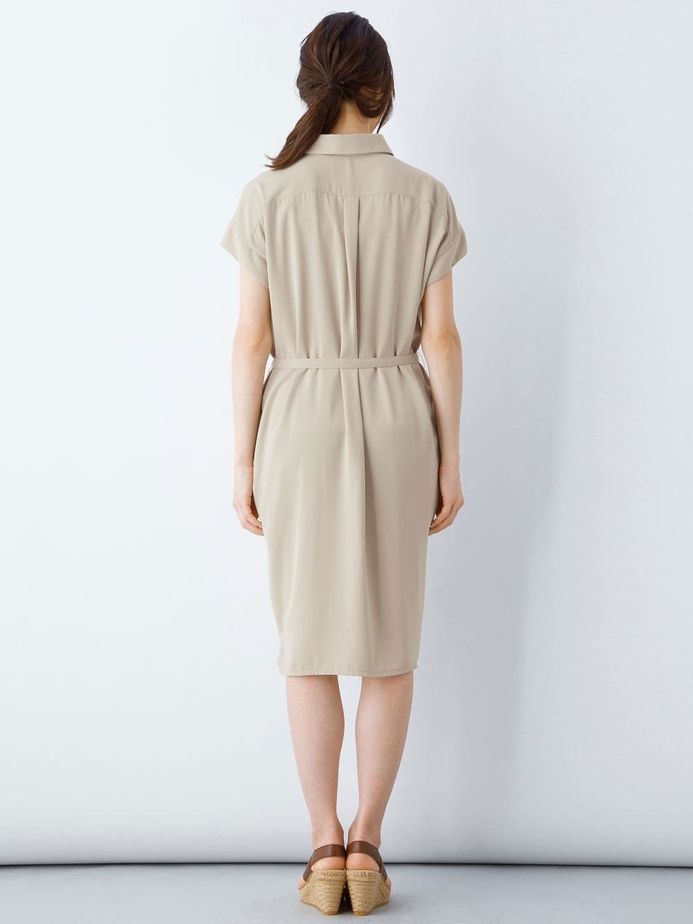 マタニティ ワンピース|【マタニティ・授乳服】コクーンシルエットシャツワンピース【出産後も長く使える】