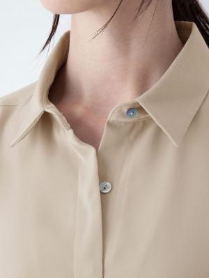 マタニティ ワンピース|【マタニティ・授乳服】コクーンシルエットシャツワンピース【出産後も長く使える】