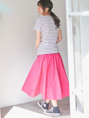 マタニティ スカート|【産前産後対応】タックフレアスカート【出産後も長く使える】|ピンク
