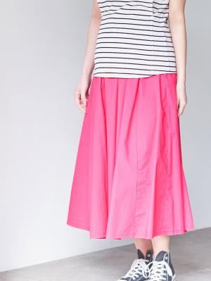 マタニティ スカート|【産前産後対応】タックフレアスカート【出産後も長く使える】|ピンク