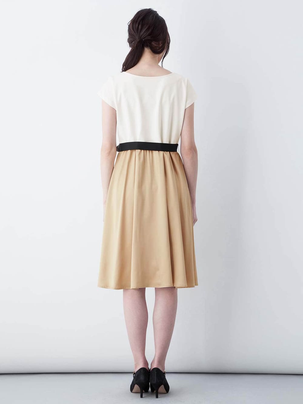 授乳口付 リボン付きレイヤード風フレンチワンピース エンジェリーベ マタニティウェア 授乳服通販 エンジェリーベ 公式