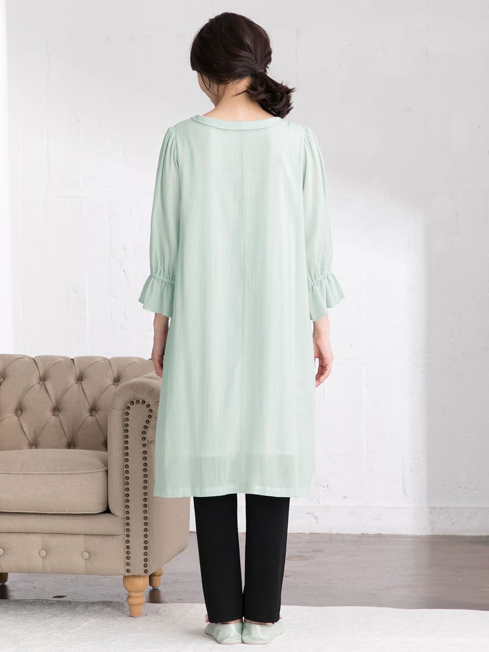 マタニティ パジャマ・ルームウェア|【授乳口付】楊柳ギャザーたっぷりパジャマ＆産前産後レギンス