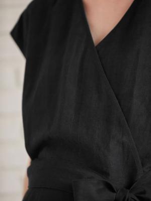 マタニティ トップス|【マタニティ・授乳服】リネン混カシュクール風トップス【出産後も長く使える】