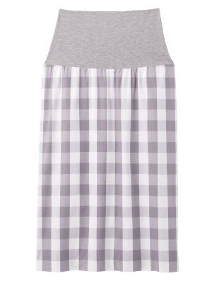 マタニティ スカート|【産前産後対応】ギンガムチェックタイトスカート【出産後も長く使える】|ラベンダー×オフ