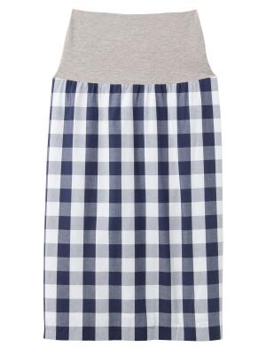 マタニティ スカート|【産前産後対応】ギンガムチェックタイトスカート【出産後も長く使える】|ネイビー×オフ