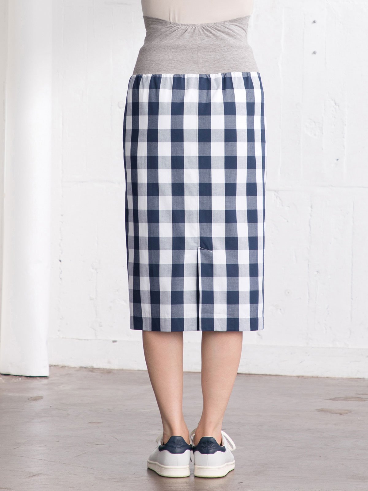 マタニティ スカート|【産前産後対応】ギンガムチェックタイトスカート【出産後も長く使える】