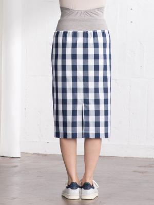 マタニティ スカート|【産前産後対応】ギンガムチェックタイトスカート【出産後も長く使える】
