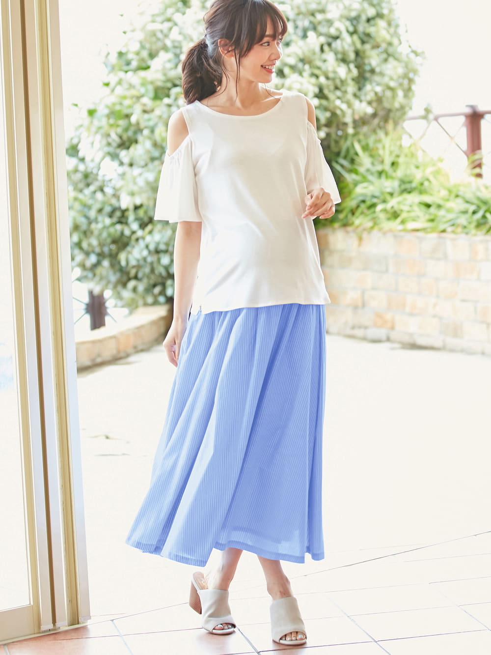 産前産後対応 ストライプロングフレアスカート エンジェリーベ マタニティウェア 授乳服通販 エンジェリーベ 公式 産前産後対応 ストライプロングフレアスカート エンジェリーベ マタニティウェア 授乳服通販 エンジェリーベ 公式