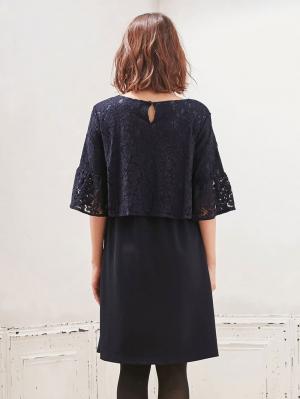マタニティ ワンピース|LOVE MIC（ラブミック）リバーレース×ジョーゼットタッチ強撚ライトスムースワンピース　マタニティ・授乳服【出産後も長く使える】