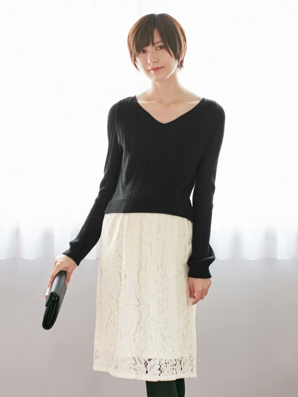 Love Mic 授乳口付 12ゲージアクリルニット リバーレースワンピース マタニティウェア 授乳服通販 エンジェリーベ 公式 Love Mic 授乳口付 12ゲージアクリルニット リバーレースワンピース マタニティウェア 授乳服通販 エンジェリーベ 公式