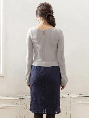 マタニティ ワンピース|LOVE MIC(ラブミック)12ゲージアクリルニット×リバーレースワンピース マタニティ・授乳服