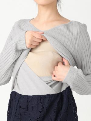 マタニティ ワンピース|LOVE MIC(ラブミック)12ゲージアクリルニット×リバーレースワンピース マタニティ・授乳服