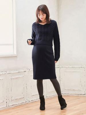 LOVE MIC(ラブミック)アクリルケーブルニットワンピース LOVE MIC(ラブミック)アクリルケーブルニットワンピース