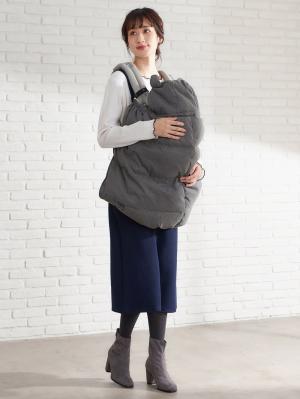 マタニティ アウター（コート）・ママコート|ain（アイン）【セット】ウール見え起毛ヘリンボーン　フード付きダウンママコート＆ベビーケープ