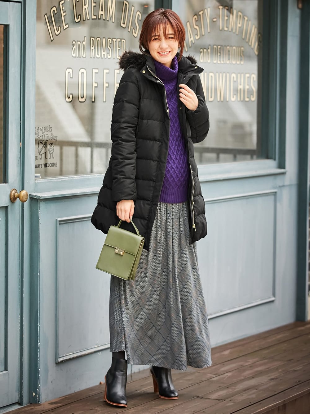 マタニティ アウター（コート）・ママコート|ain（アイン）【セット】マットタフタ　フード付きダウンママコート＆ ベビー ケープ|ブラック