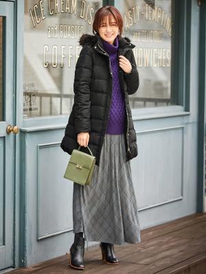 マタニティ アウター（コート）・ママコート|ain（アイン）【セット】マットタフタ　フード付きダウンママコート＆ ベビー ケープ|ブラック