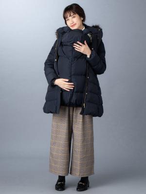 マタニティ アウター（コート）・ママコート|ain（アイン）【セット】マットタフタ　フード付きダウンママコート＆ ベビー ケープ