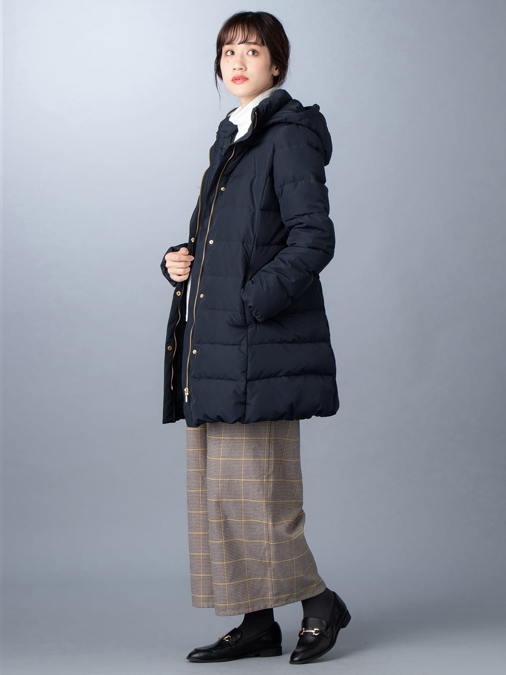 マタニティ アウター（コート）・ママコート|ain（アイン）【セット】マットタフタ　フード付きダウンママコート＆ ベビー ケープ