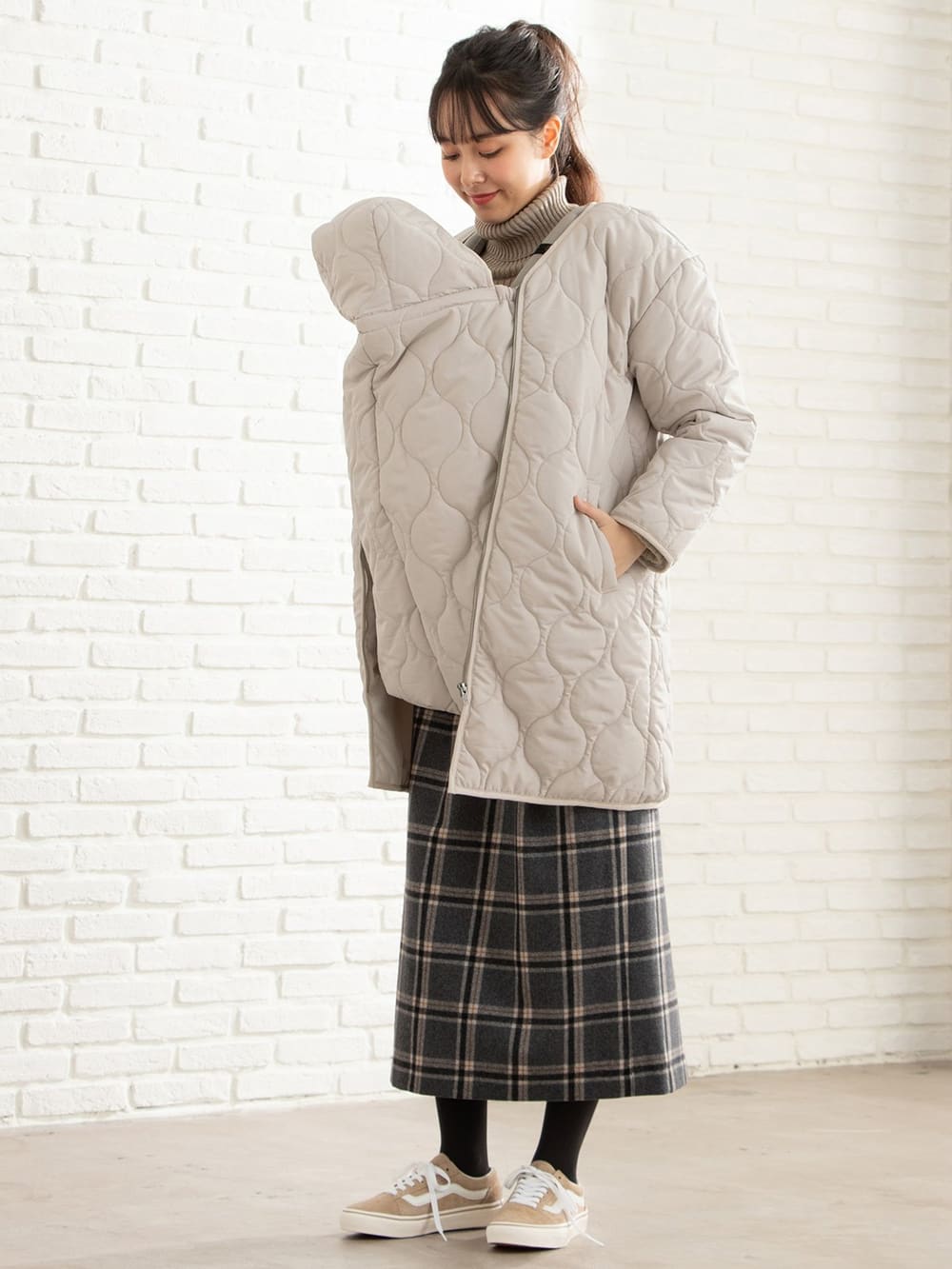 マタニティ アウター（コート）・ママコート|ain（アイン）【セット】キルトママコート＆ ベビー ケープ