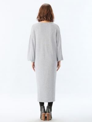 マタニティ ワンピース|ウール混なめらかニット Vネックパフスリーブロングワンピース マタニティ・授乳服