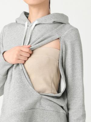 マタニティ トップス|裏毛プルパーカー マタニティ・授乳服【出産後も長く使える】