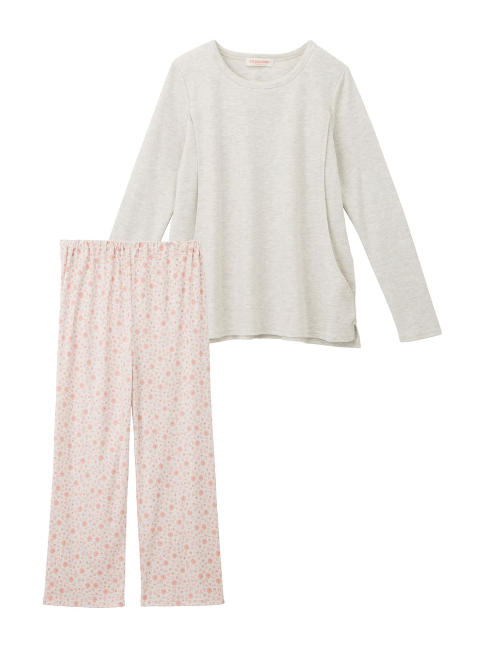 マタニティ パジャマ・ルームウェア|【授乳口付】スムーストップス＆花柄プリントパンツセットパジャマ|ピンク